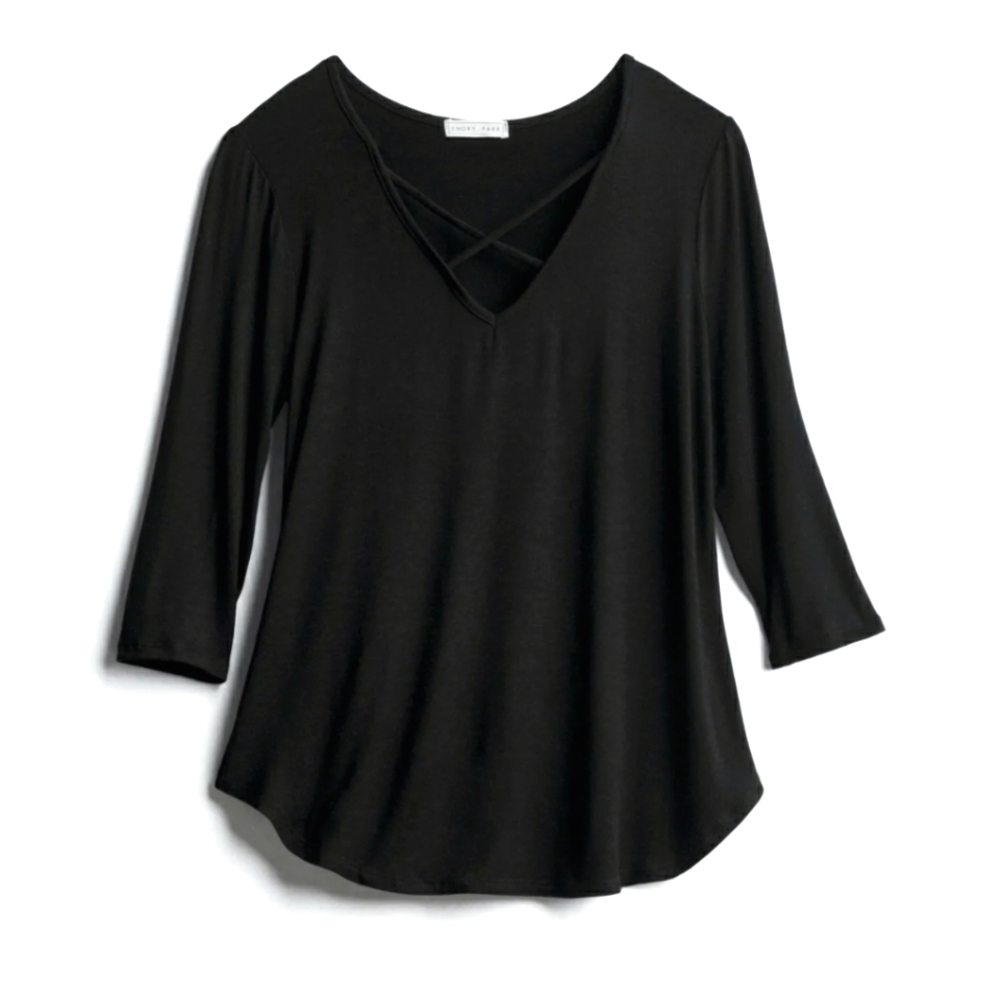 EMORY PARK Dulce 3/4 Sleeve Cross Front Knit Top